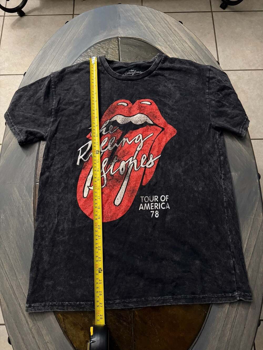 The Rolling Stones Tour of America 78 Acid Wash T-Shirt, XL, Black/Gray